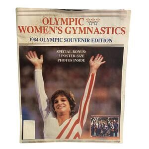 Vintage 1984 Olympic Women's Gymnastics Mary Lou Retton Souvenir Program Poster